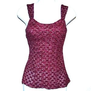 Speechless Textured Satin Metallic Lace Top